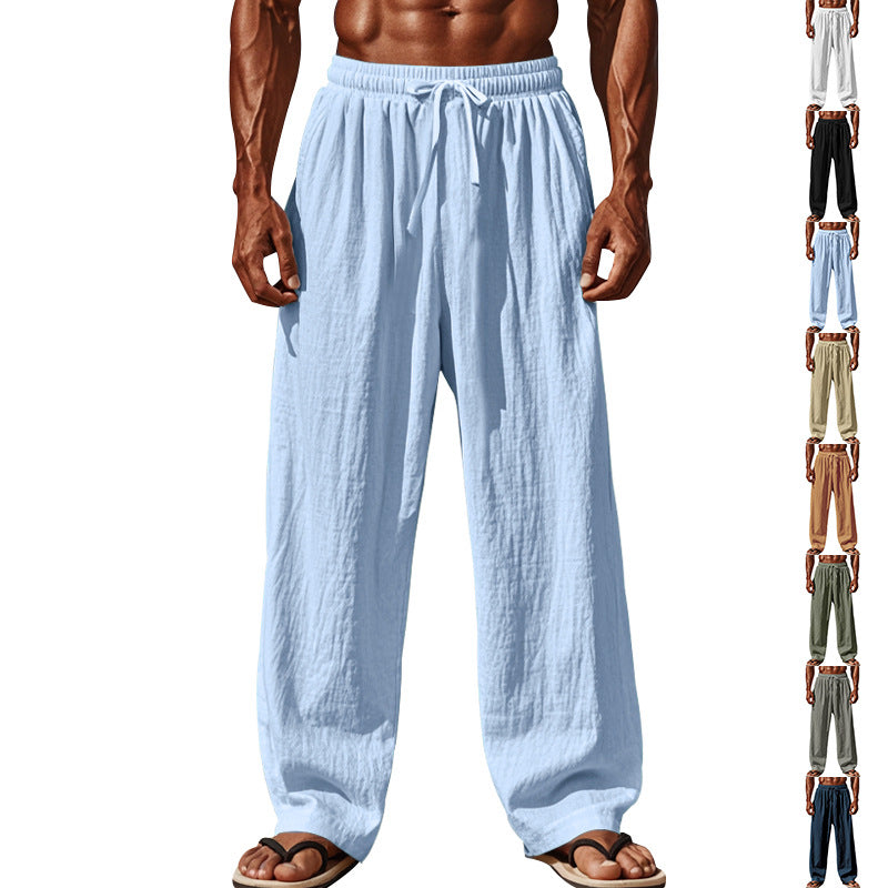 Men's Lightweight Linen Pants with Wide Leg and Elastic Waist StylebySassy