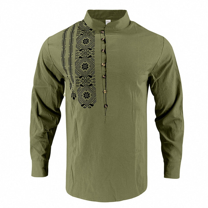 Men's embroidered cotton kurta shirt with stand collar StylebySassy
