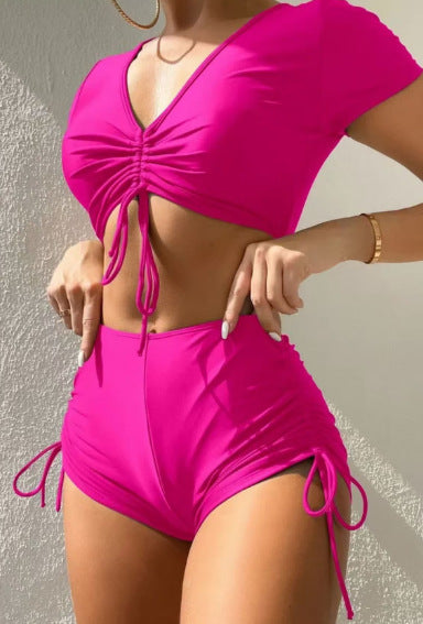 Women’s Sporty Bikini Set with Fashionable Gathering StylebySassy