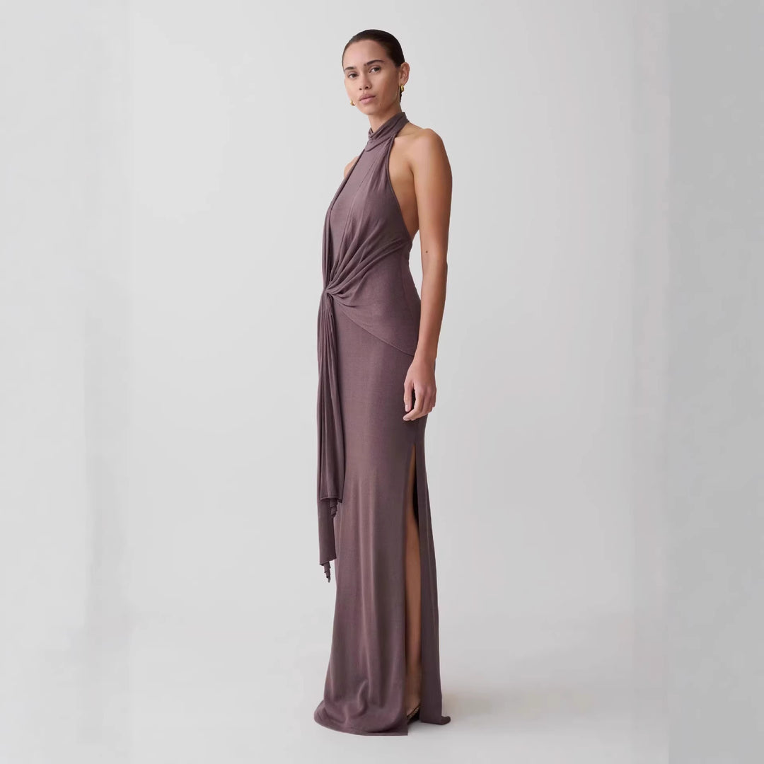 Women Elegant Ankle-Length Wrap Dress with Deep Slit StylebySassy