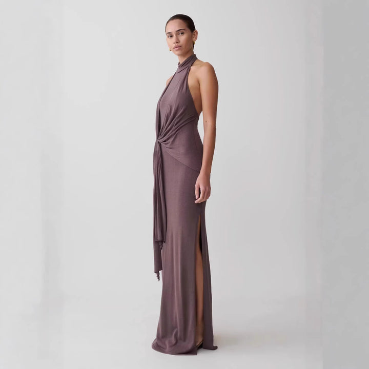 Women Elegant Ankle-Length Wrap Dress with Deep Slit StylebySassy