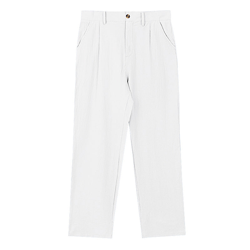 Men's elegant pleated trousers made of lightweight cotton blend with straight cut and belt loops StylebySassy
