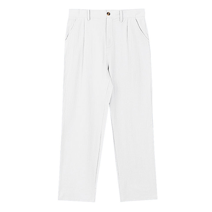 Men's elegant pleated trousers made of lightweight cotton blend with straight cut and belt loops StylebySassy