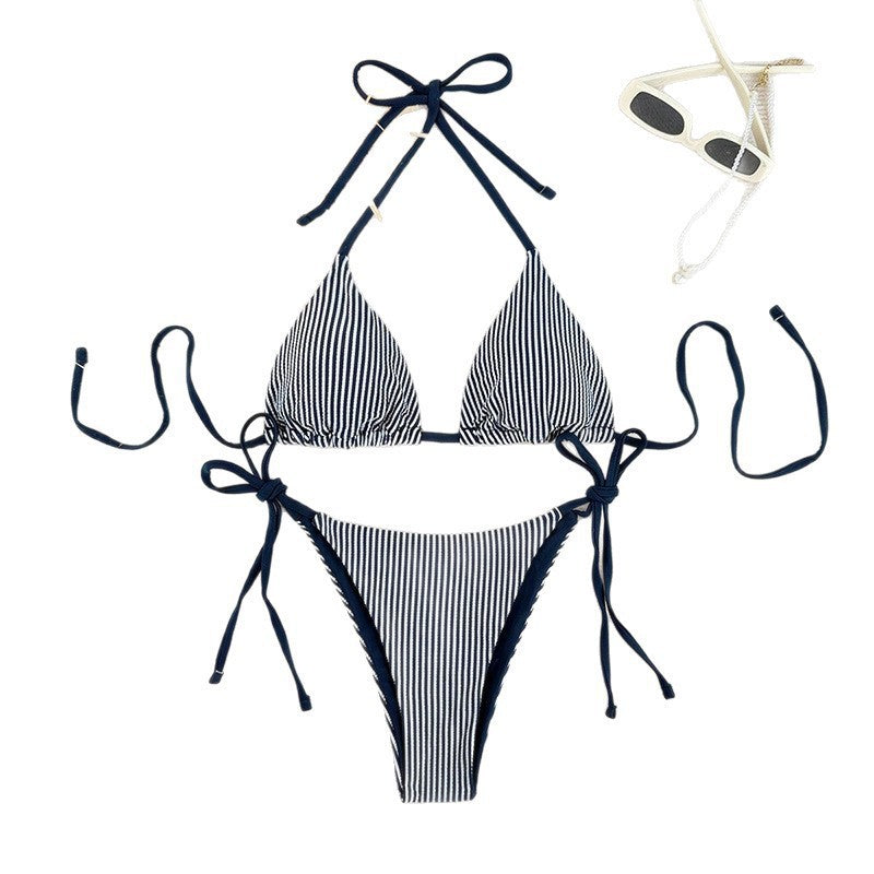 Women's striped triangle bikini set StylebySassy