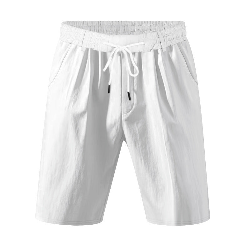 Men's knee-length lightweight functional shorts with elastic waistband, drawstring, and deep side pockets StylebySassy