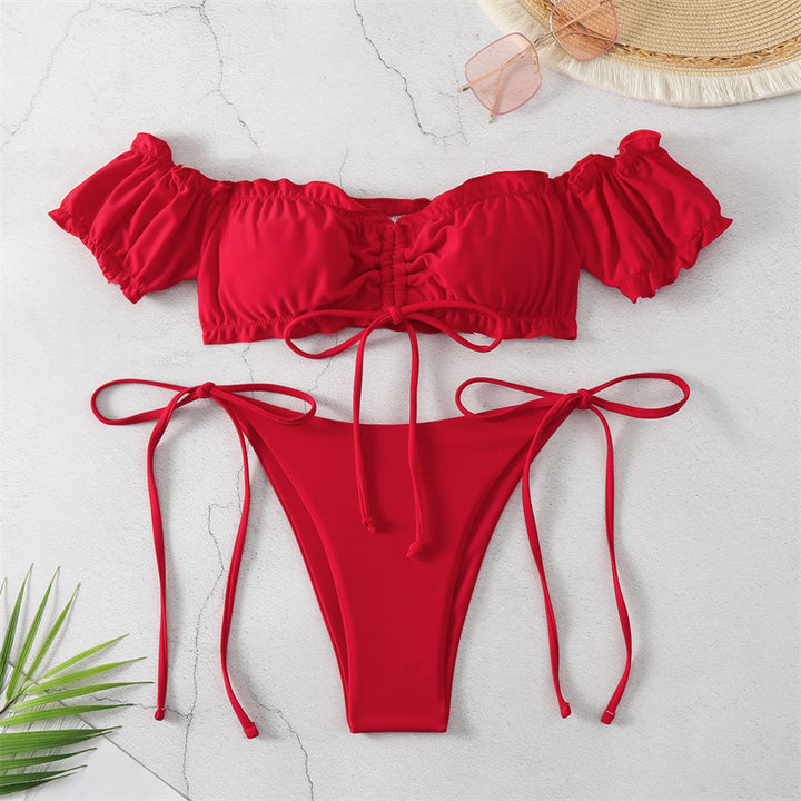 Ladies Bandeau Bikini with puff-sleeved top StylebySassy