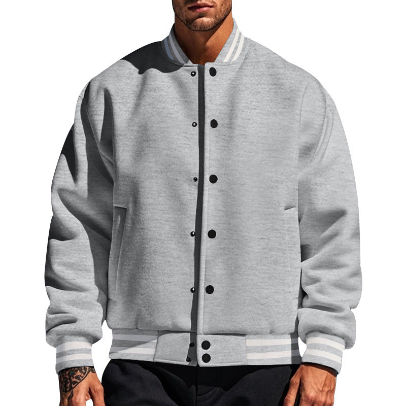 Men's nan college cardigan in retro look with ribbed collar, snap button closure and side pockets StylebySassy