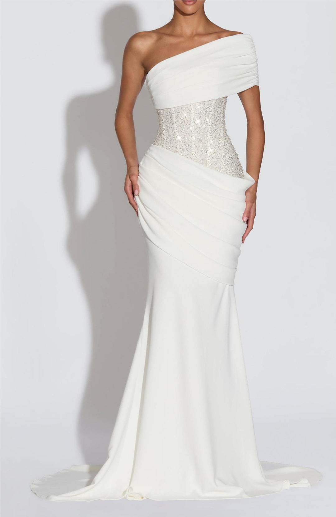 Women's Elegant and Figure-hugging Evening Dress with Asymmetrical Neckline StylebySassy