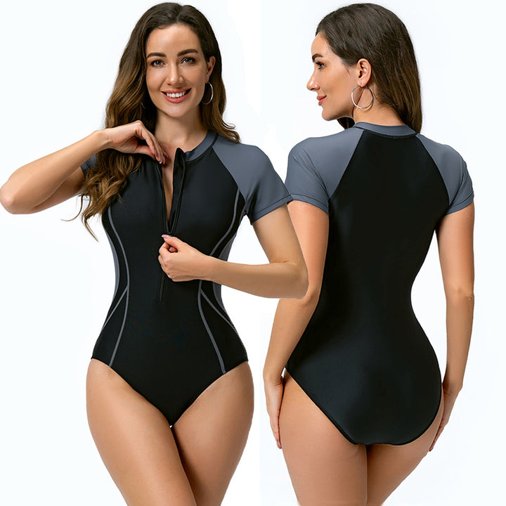 Women Short Sleeve Sporty One-Piece Swimsuit StylebySassy