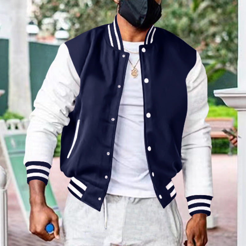 Men's classic college jacket in baseball style with contrasting sleeves and ribbed cuffs StylebySassy