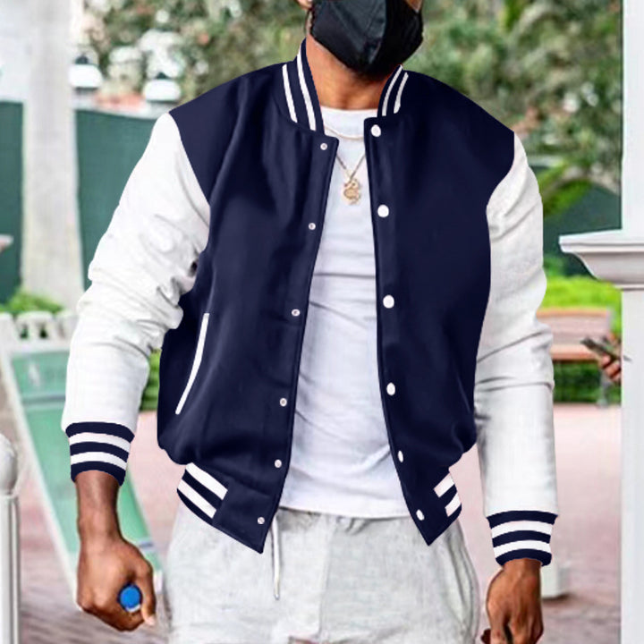 Men's classic college jacket in baseball style with contrasting sleeves and ribbed cuffs StylebySassy