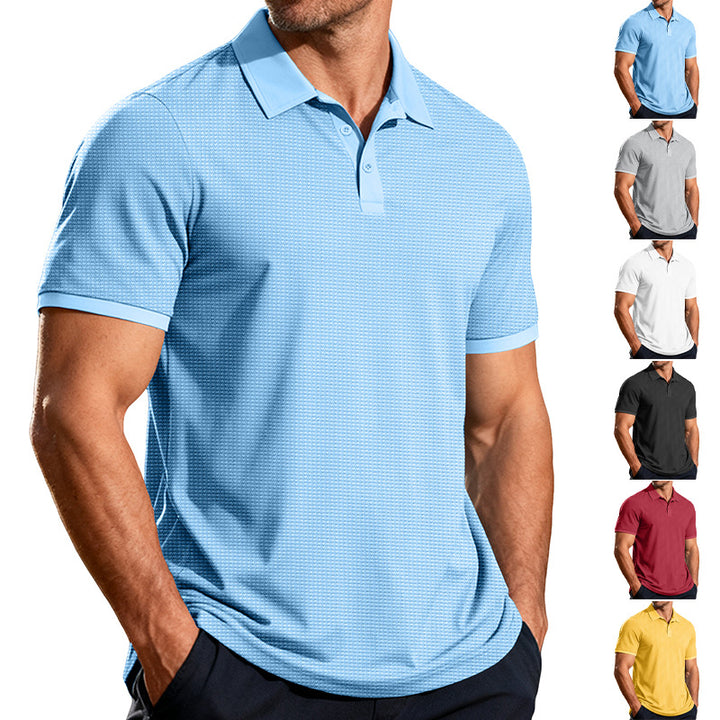 Men's structured pique short-sleeve polo shirt with shirt collar StylebySassy