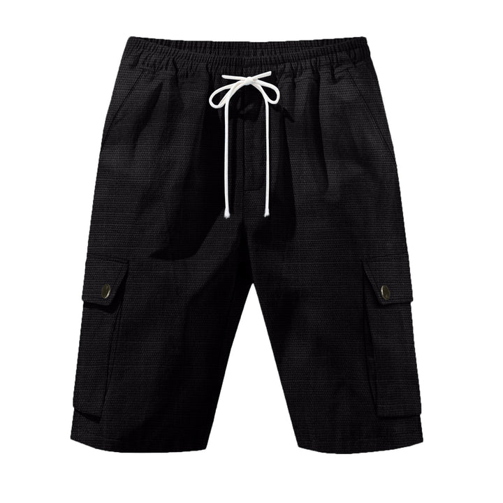 Men's casual cargo Bermuda shorts with elastic waistband and drawstring StylebySassy