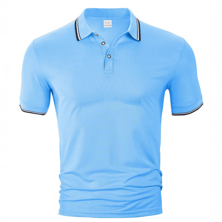 Men's classic polo shirt made of piqué with contrasting stripes at the collar StylebySassy