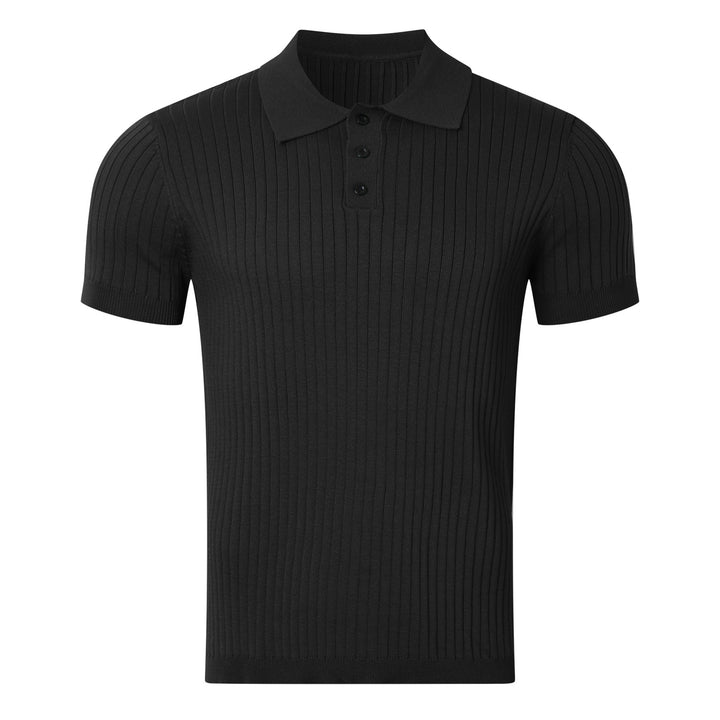 Men's narrow-cut ribbed polo shirt made of fine knit with short sleeves and polo collar StylebySassy