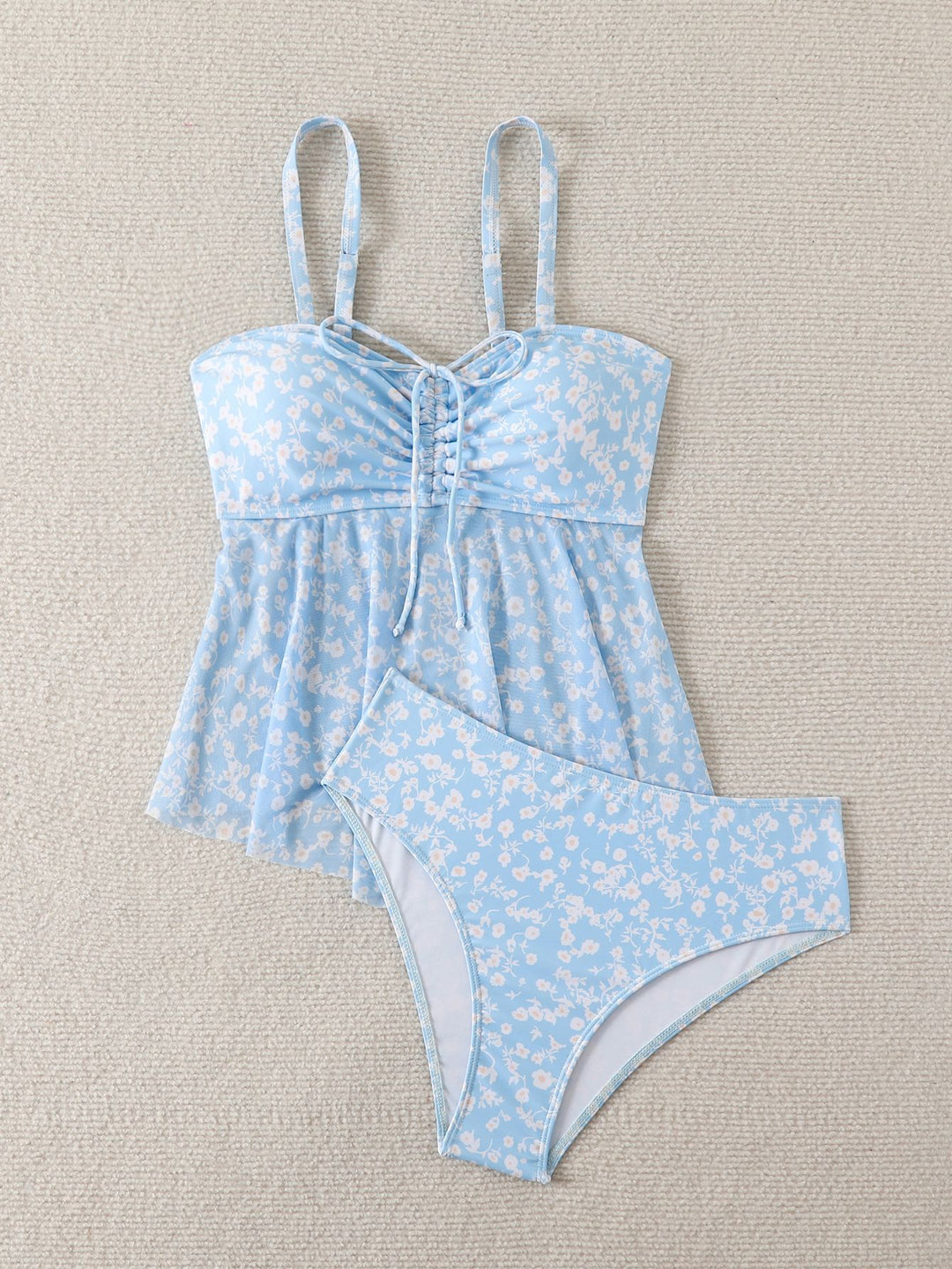 Women slightly tailored tankini with floral pattern StylebySassy