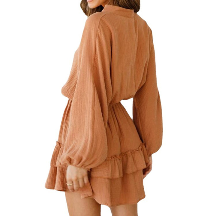 Women's Musselin Mini Tunic with elastic waist, button placket, and layered ruffle skirt StylebySassy