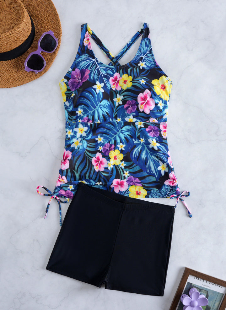 Ladies Tankini Set with fashionable floral design and comfortable shorts StylebySassy