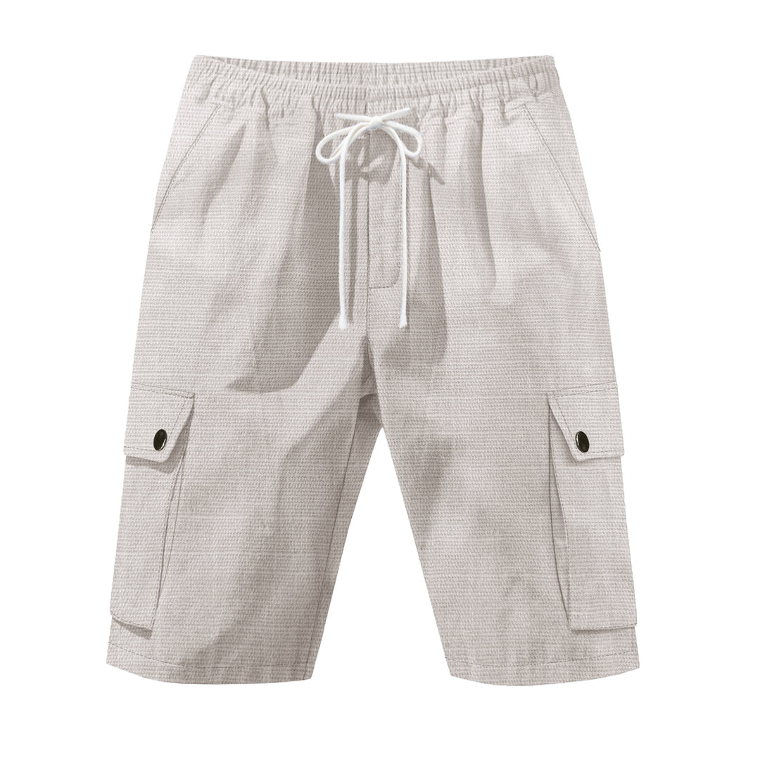 Men's casual cargo Bermuda shorts with elastic waistband and drawstring StylebySassy