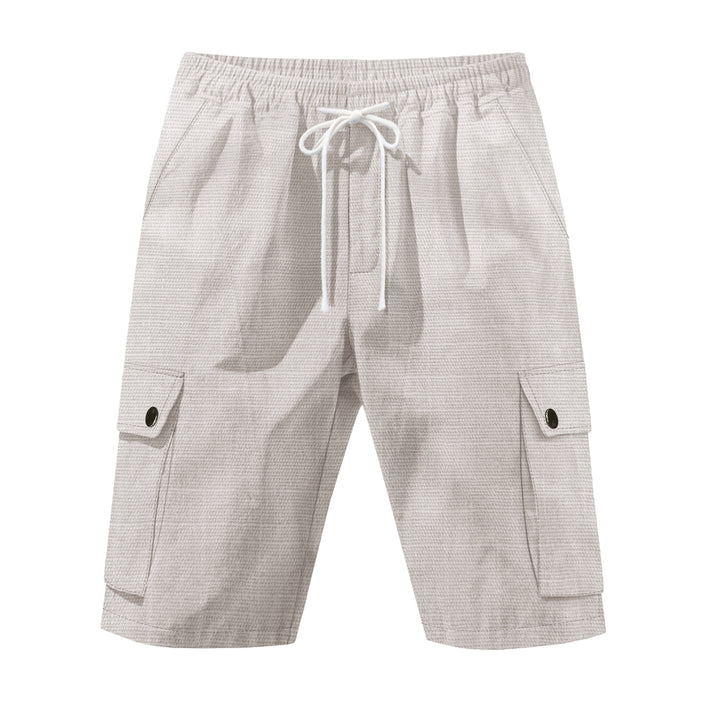 Men's casual cargo Bermuda shorts with elastic waistband and drawstring StylebySassy