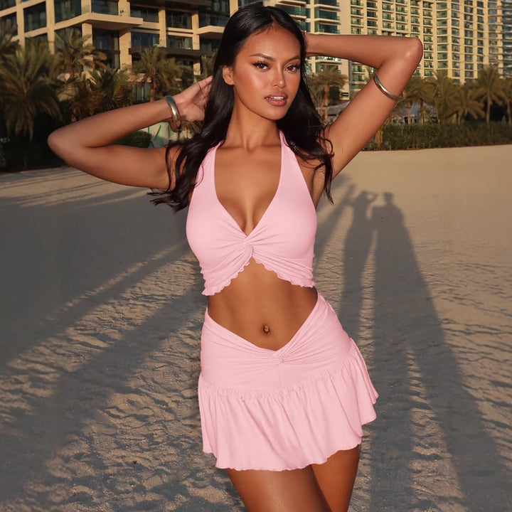 Ladies Two-Piece Set with Ruffled Skirt StylebySassy