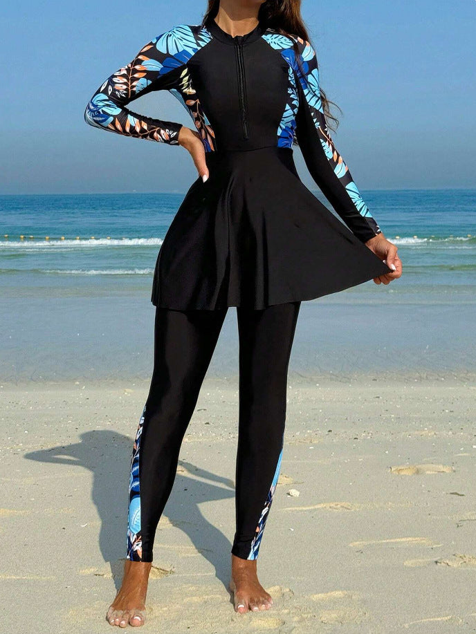 Ladies' Surf Suit with Skirt and Long Sleeve Design StylebySassy