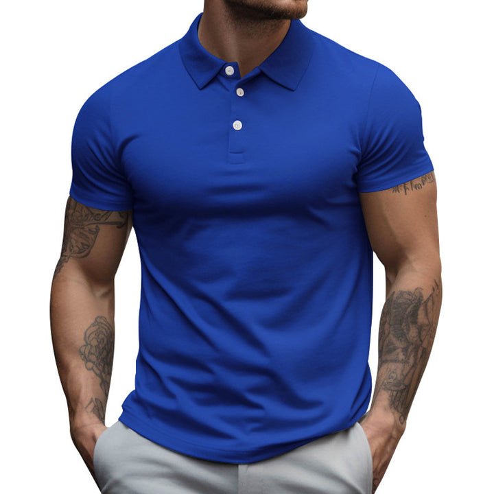 Men's tailored elastic piqué polo shirt with classic collar StylebySassy