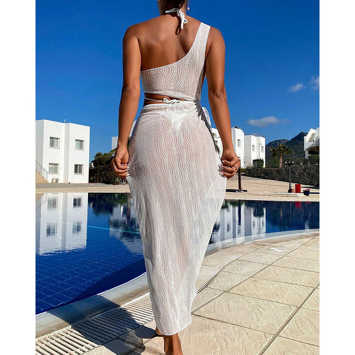 Women's asymmetrical crop top with casual midi skirt StylebySassy