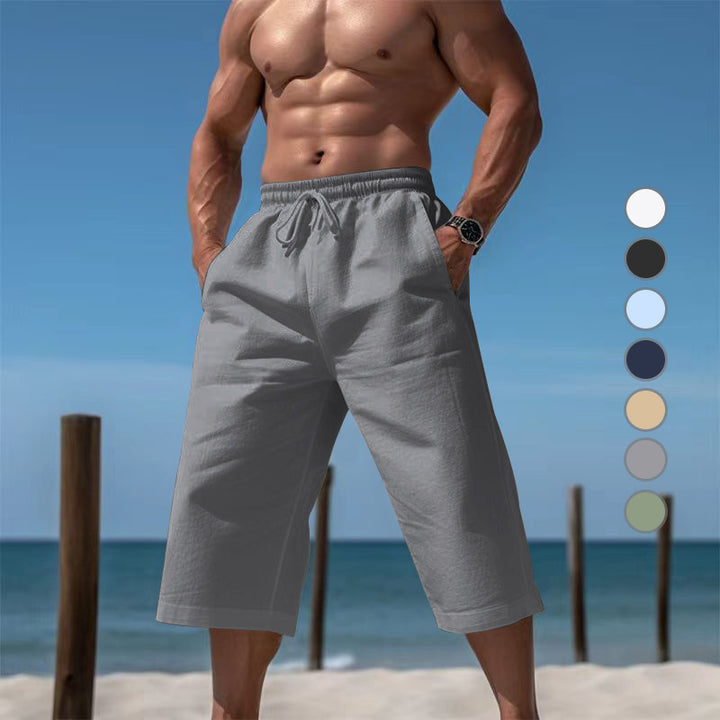 Men's casual knee-length Bermuda shorts with elastic waistband and drawstring StylebySassy