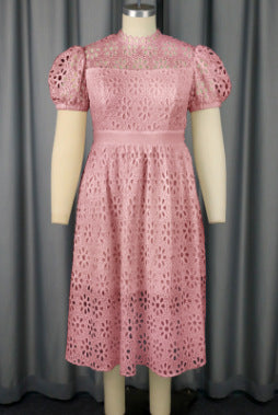 Ladies Elegant Dress with Floral Borders and Puff Sleeves StylebySassy