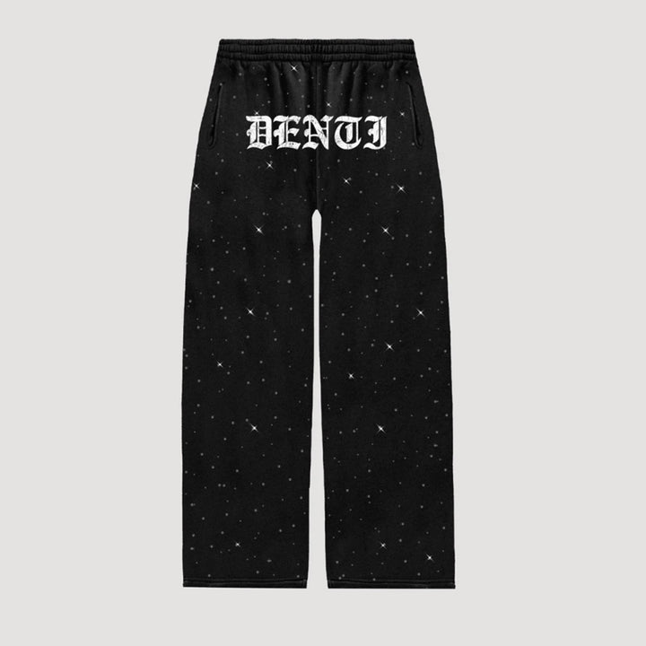 Women's wide sweatpants with all-over stars, Gothic logo print, elastic waistband, and side pockets StylebySassy