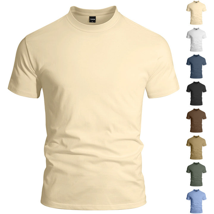 Men's close-fitting round neck basic shirt made of single jersey with reinforced neckband StylebySassy