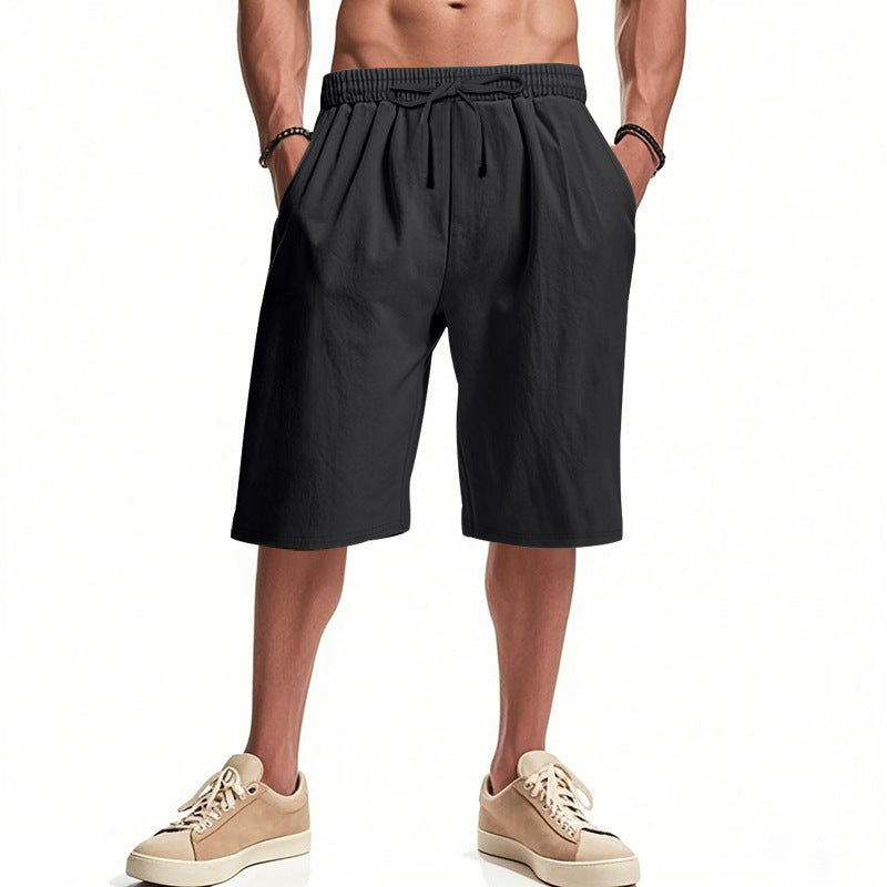 Men's casual bermuda shorts made of cotton blend with elastic waistband, drawstring, and side pockets StylebySassy