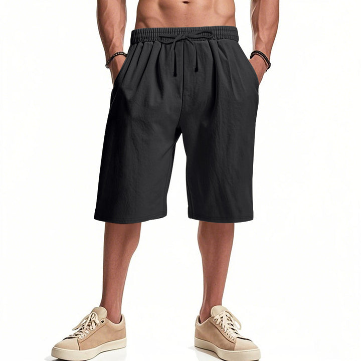 Men's casual bermuda shorts made of cotton blend with elastic waistband, drawstring, and side pockets StylebySassy