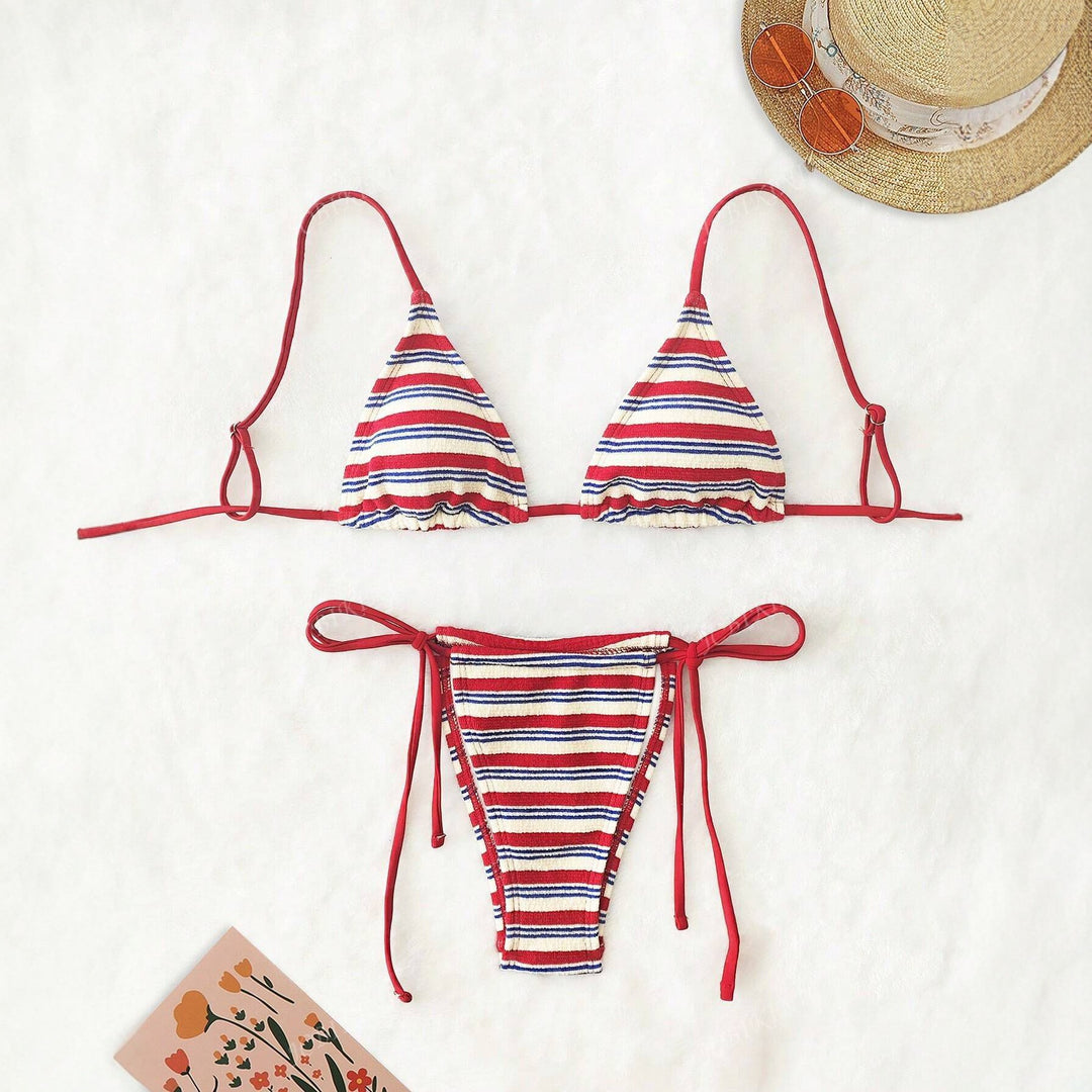 Women's Triangle Bikini Set with Playful Design and Adjustable Straps StylebySassy