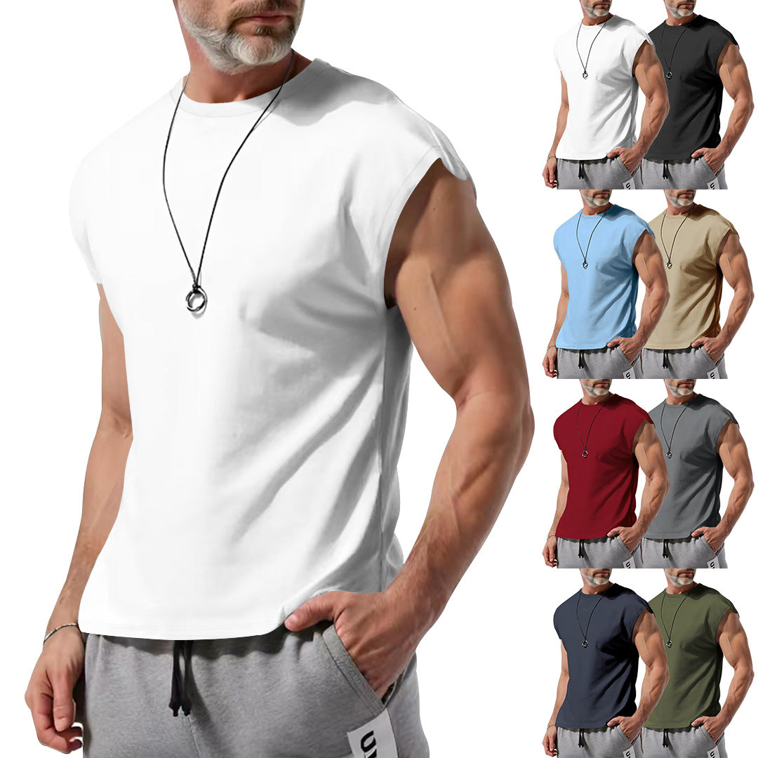 Men's cropped athletic tank top with wide arm openings and round neckline StylebySassy