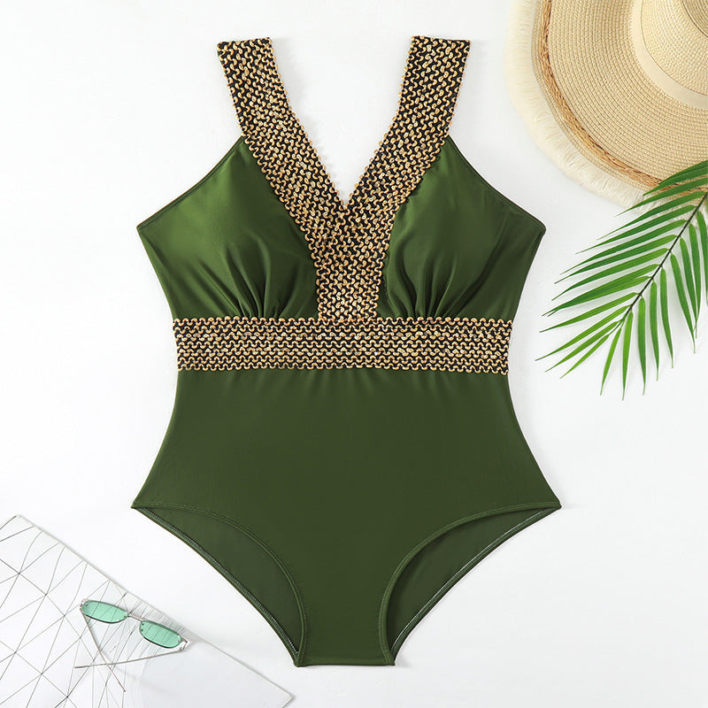 Women's one-piece swimsuit with decorative golden details StylebySassy