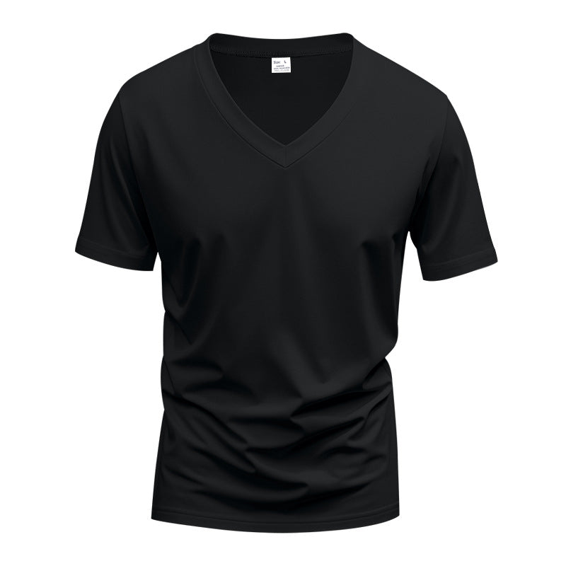 Men's V-Neck T-Shirt made of breathable cotton blend with modern cut StylebySassy