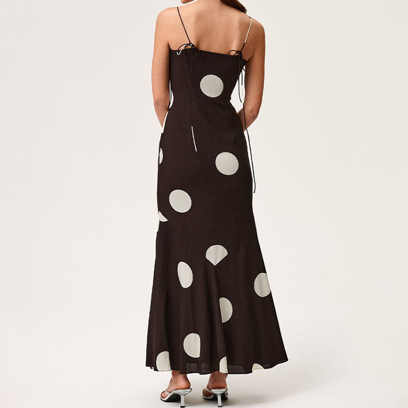 Women's maxi dress with elegant polka dot pattern StylebySassy