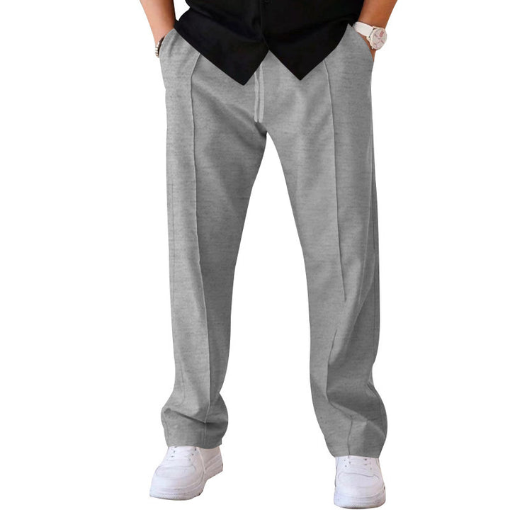 Men's straight-cut casual trousers with crease and drawstring StylebySassy