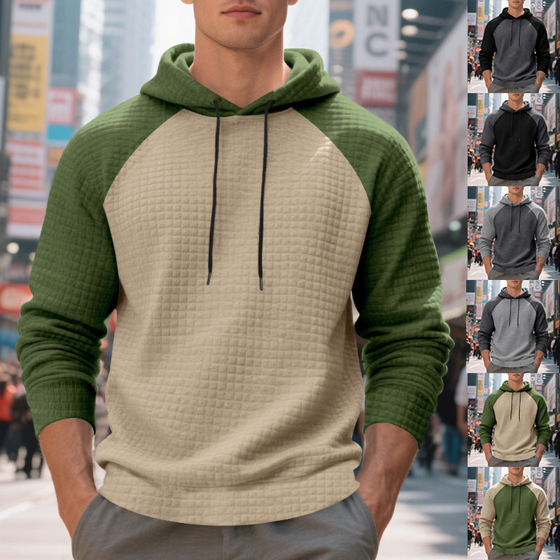 Men's quilted hoodie with raglan sleeves and drawstring StylebySassy