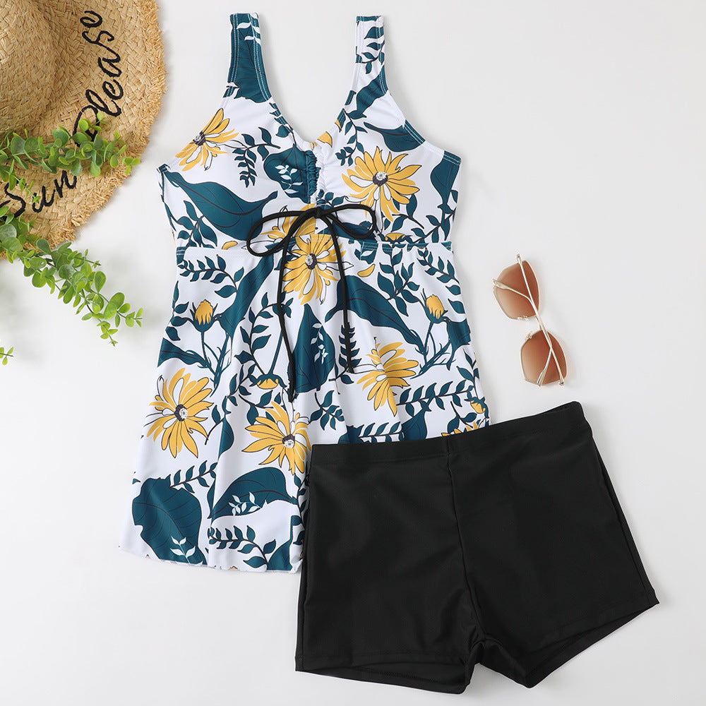 Ladies Tankini Set with Fashionable Floral Print and Ruffles StylebySassy