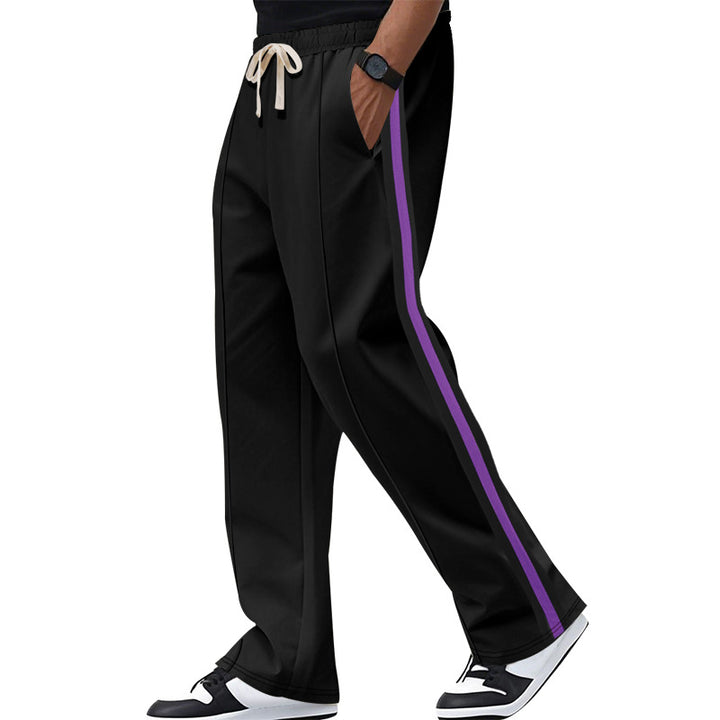 Men's loosely falling casual chinos with side contrast stripe and drawstring waistband StylebySassy