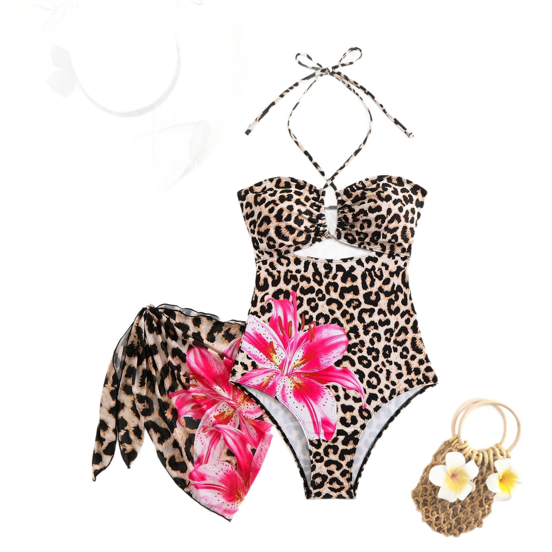 Women Chic Cut-Out Swimsuit with Floral Wrap Skirt StylebySassy