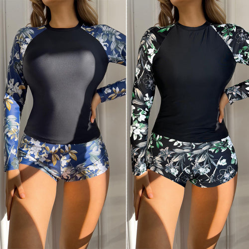 Women's Long Sleeve Rashguard with Floral Pattern StylebySassy