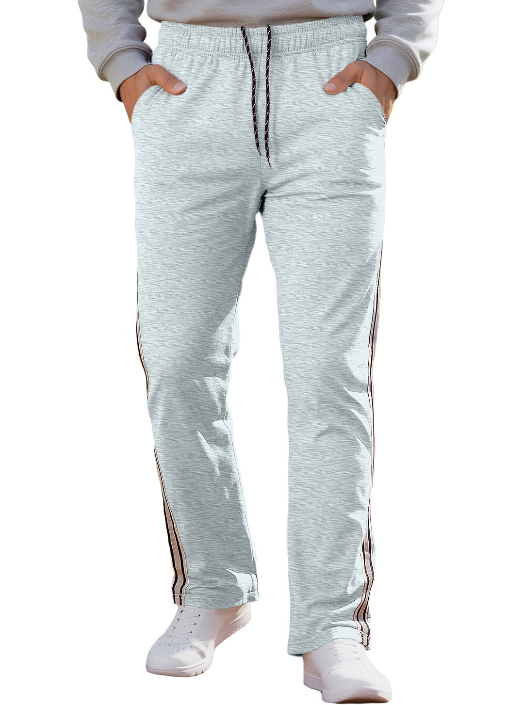 Men's casual training pants with elastic waistband and side contrast stripes StylebySassy