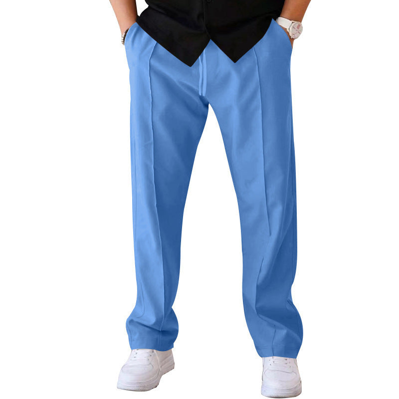 Men's loose casual pants with crease, elastic waistband and drawstring StylebySassy