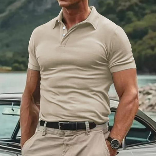 Men's breathable cotton polo shirt short sleeves with classic collar and ribbed cuffs StylebySassy