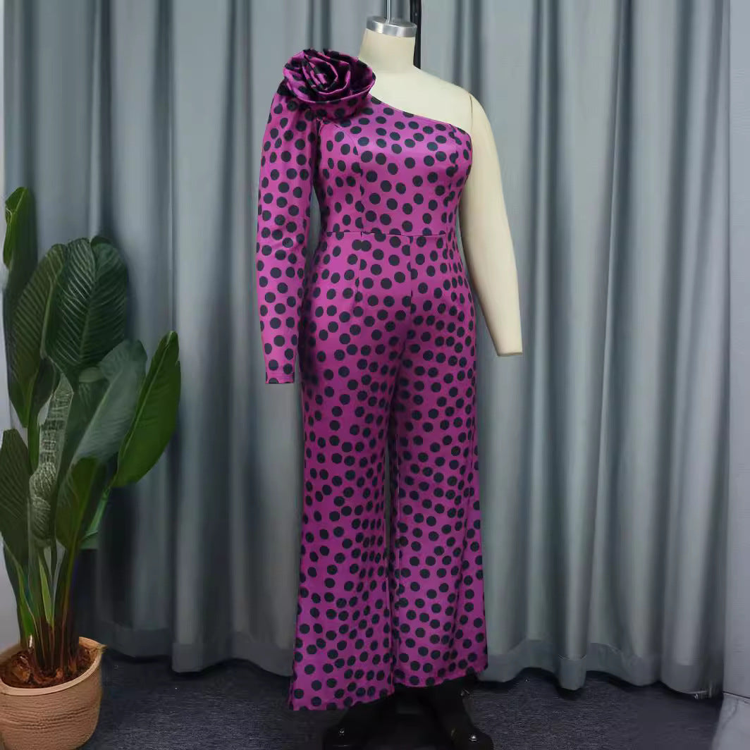 Women's Glamorous Jumpsuit with Asymmetric Design and Ruffle Detail StylebySassy