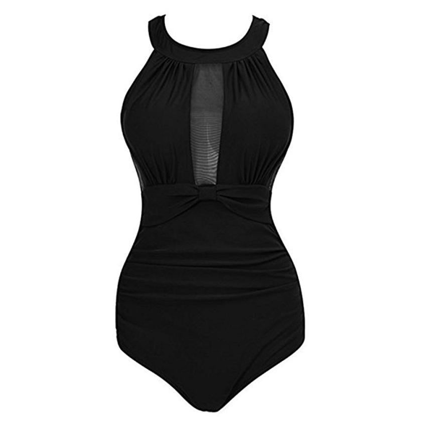 Women's High-Quality One-Piece Swimsuit with Mesh Insert and Ruffle StylebySassy